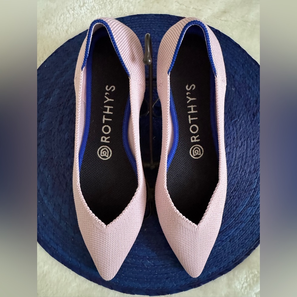 Rothy's “The Point” Light Pink Knit Flats Size 7 - Picture 2 of 10